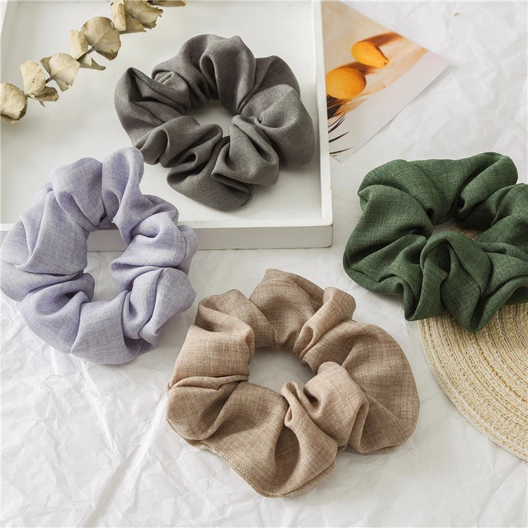 Dây buộc tóc vải Scrunchies trơn vải thô - Mã SC021