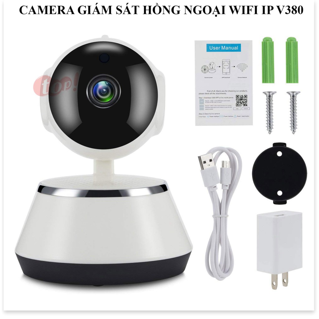 Camera Không Dây Giá Rẻ V380 ✔Chính Hãng✔️ Kết nối không dây qua điện thoại, Đàm thoại 2 chiều, Xoay 360.