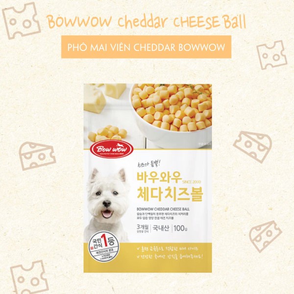 [Mã PET50K giảm Giảm 10% - Tối đa 50K đơn từ 250K] Snack phô mai viên cho chó mèo Bowwow gói 100gr