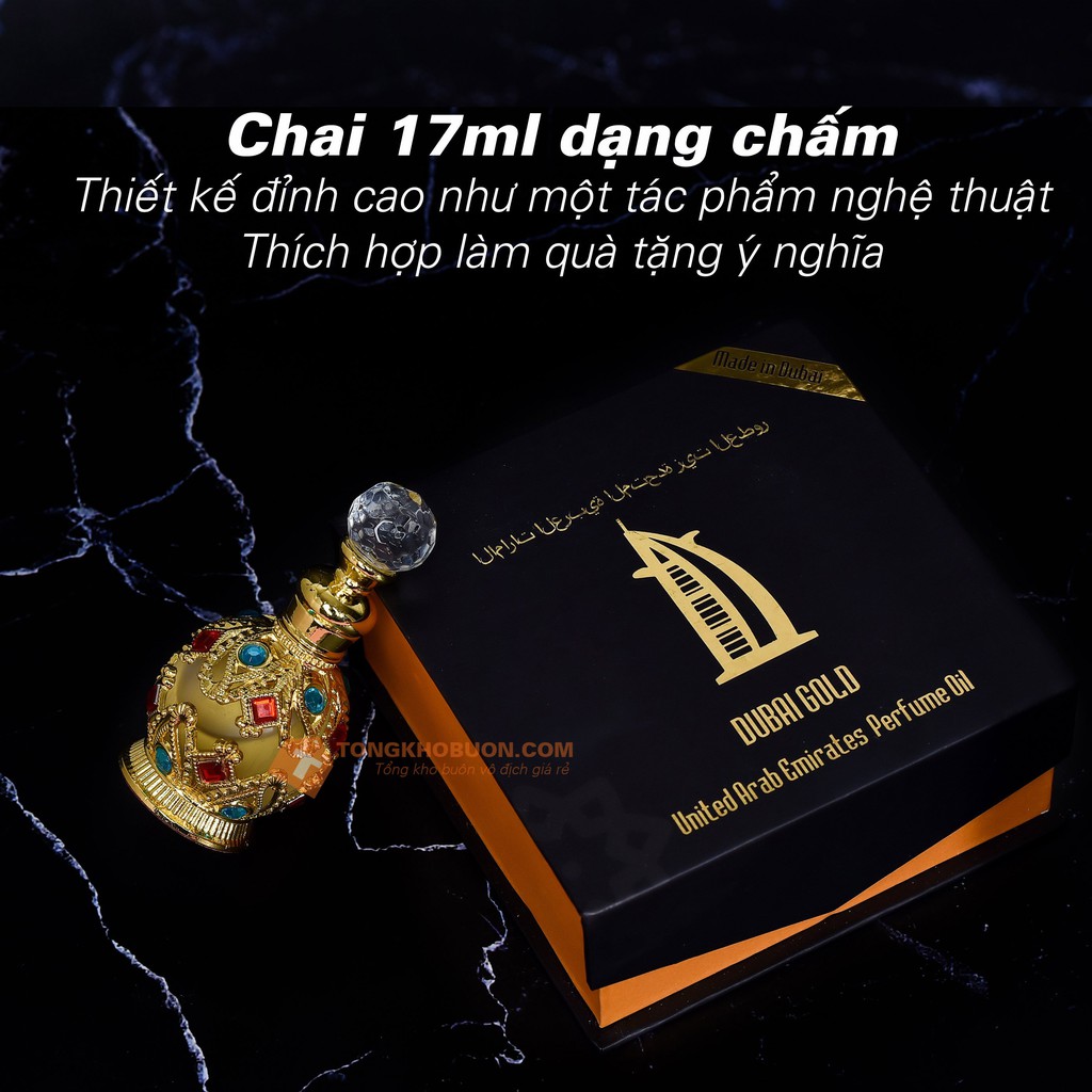 [TẶNG KÈM VIAL THỬ MÙI] Tinh dầu nước hoa Dubai Gold dạng lăn 5ml và 15ml, dạng chấm 17ml