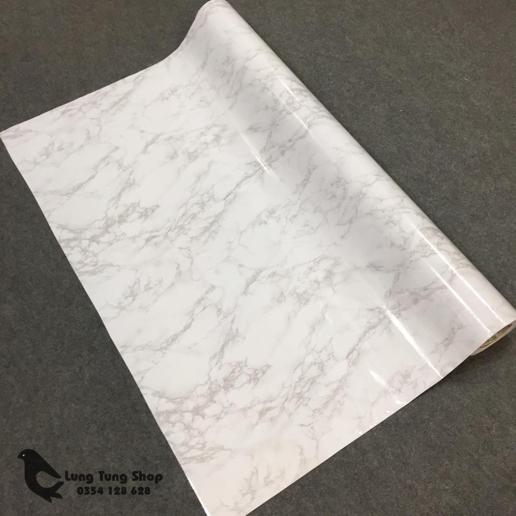 Decal đá hoa cương màu trắng  - giấy dán tường dán bàn tủ có sẵn keo