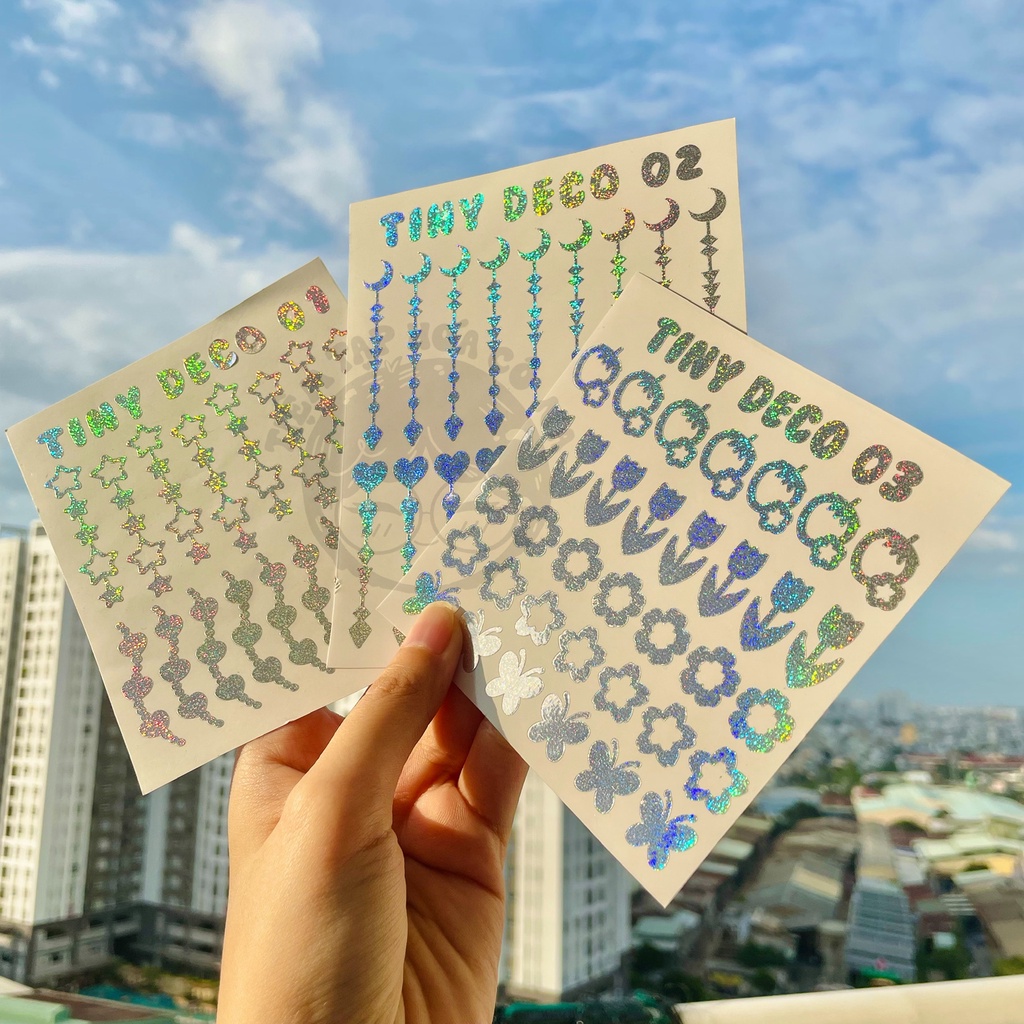 Glitter Vinyl Sticker / Sticker Hologram lấp lánh trang trí toploader, planner, bullet journal - tiemtaphoacona