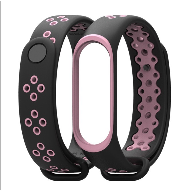 Dây đeo thay thế cho Xiaomi Miband 3 và 4 và 5 MB01 phối 2 mầu inbox mẫu
