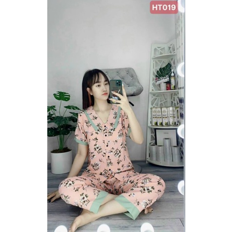 Bộ mango nữ quần dài cổ sen nhọn mặc nhà mát mẻ