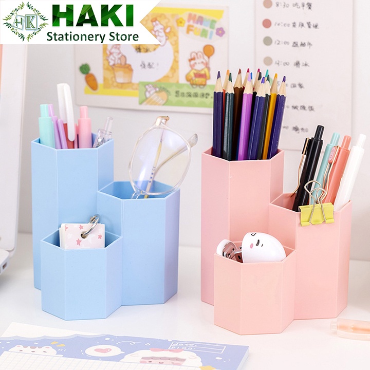 Ống cắm bút hình tổ ong HAKI, ống cắm bút đa năng đựng bút phụ kiện văn phòng phẩm OB04