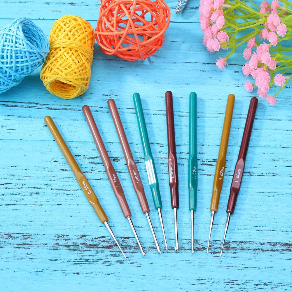 Bộ 8 cây kim đan len/ đan móc chất liệu nhôm+nhựa tiện lợi