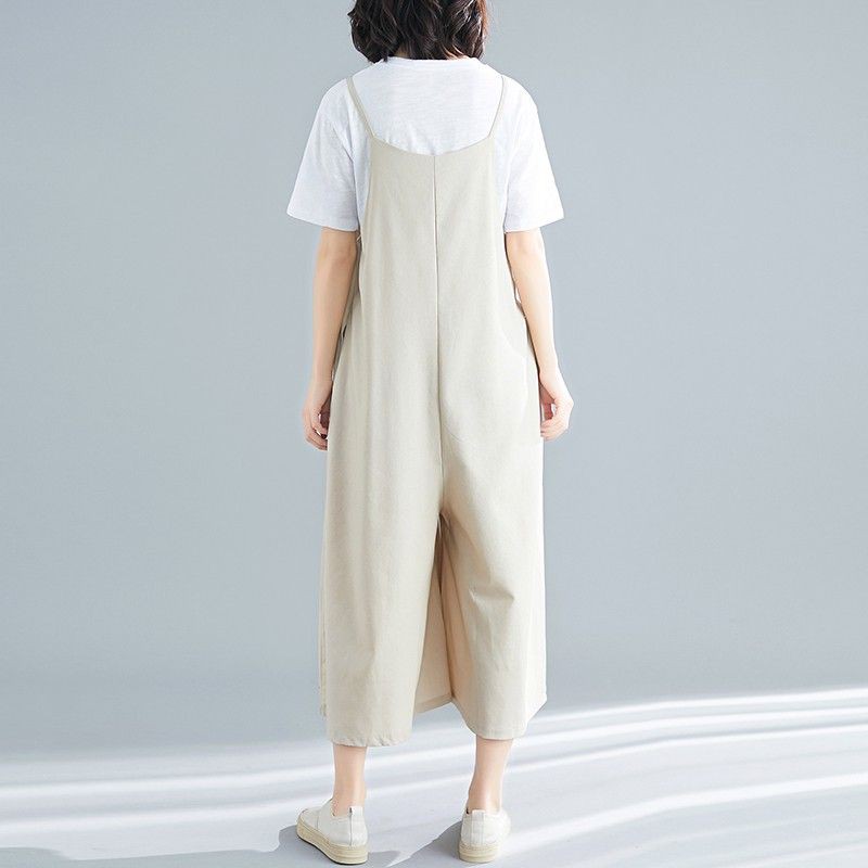 [ORDER] Quần yếm nữ bigsize ống rộng màu kem nhã nhặn (fit 75kg) - Có ảnh thật | BigBuy360 - bigbuy360.vn