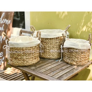 Sọt giỏ đựng đồ hình tròn bằng lục bình