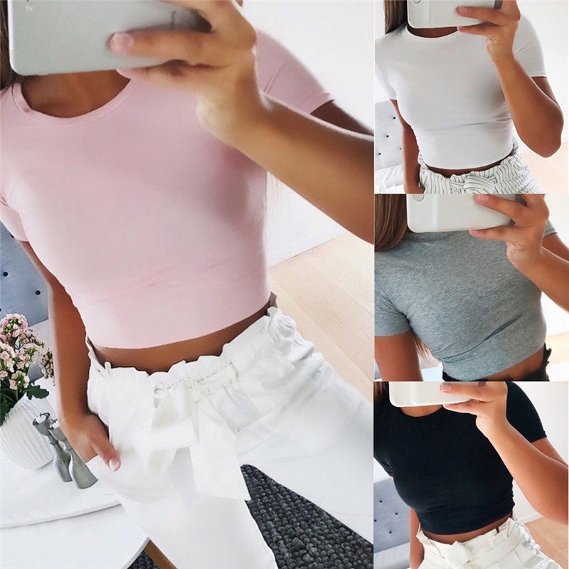 [adorebubble 0528] Summer Women Casual Tank Top Blouse Ladies Slim Print Crop Top T-Shirt Sportwear