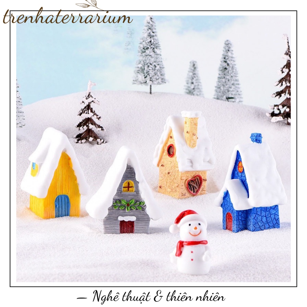 Tiểu cảnh ngôi nhà tuyết giáng sinh đồ trang trí người tuyết ngôi nhà kiểu biệt thự châu âu, terrarium