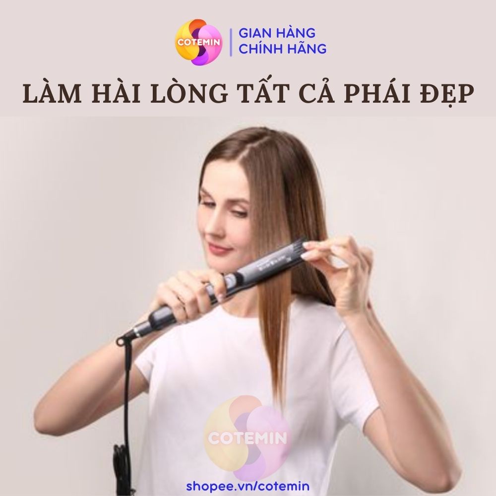 Máy Là Tóc Duỗi Dập Xù Bấm Xù Đa Năng Cao Cấp Hàn Quốc COTEMIN Bảo Hành 36 Tháng