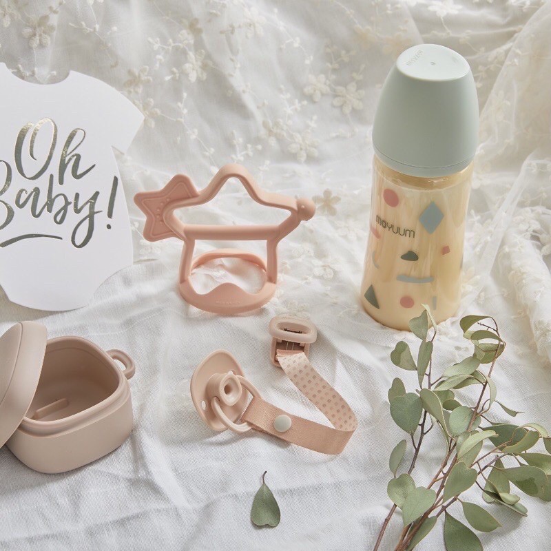 Bình sữa Moyuum Limited Cloud/ Moyuum Mây  phiên bản giới hạn họa tiết xanh lá 170ml/270ml ( Tuỳ chọn núm ty)