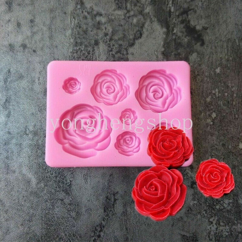 Khuôn Làm Bánh / Sô Cô La / Xà Phòng Hình Hoa Hồng 3D Bằng Silicone DIY