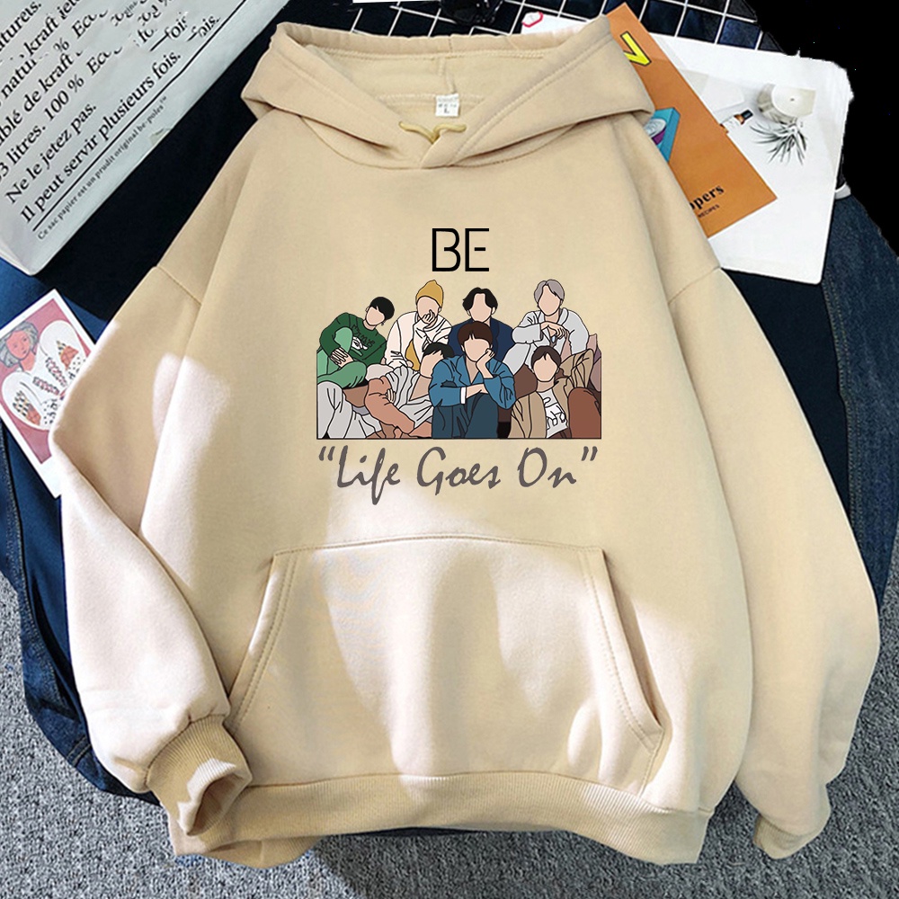Áo Hoodie In Chữ Let Life Go on Phong Cách Harajuku Kpop Bangtan Boys Mới Cho Nữ