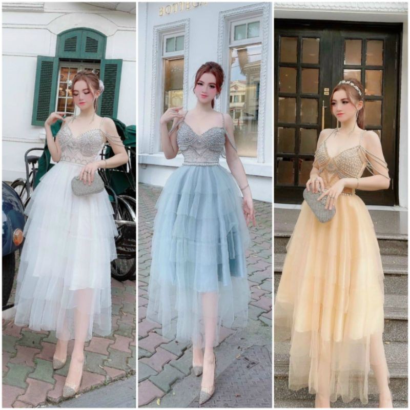 Đầm váy công chúa dự tiệc nhiều tầng kết hạt thủ công sắc xảo | BigBuy360 - bigbuy360.vn