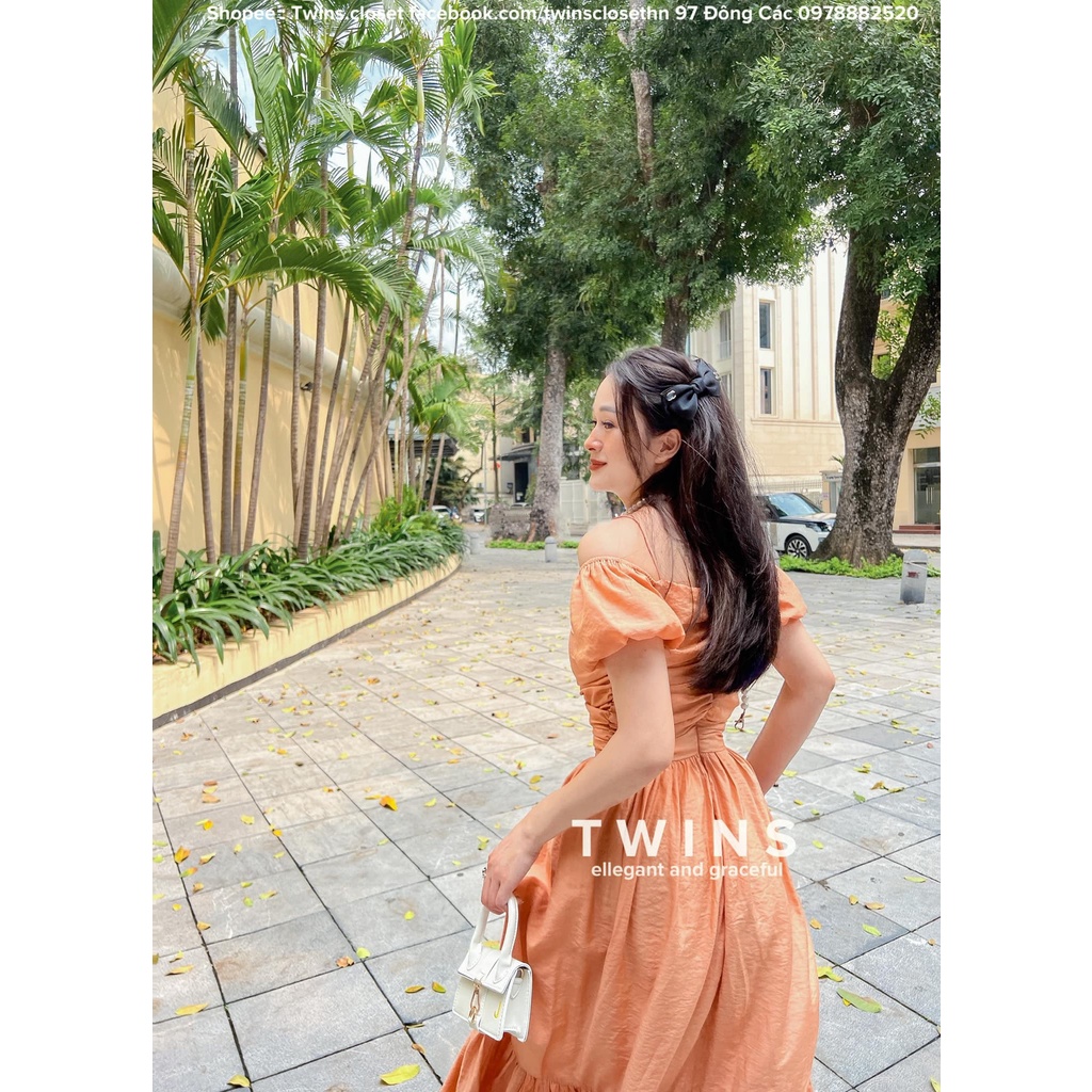 Váy maxi tơ mây màu cam (Lolita orange maxi)