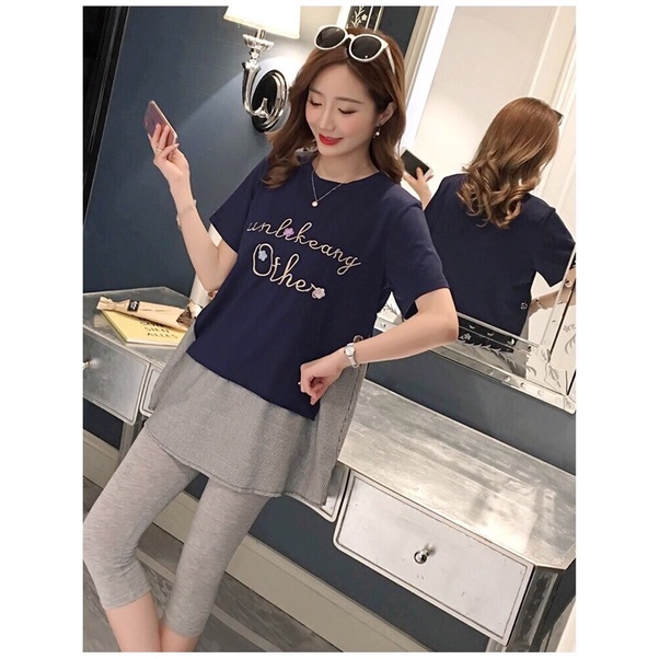 Áo bầu cotton cộc tay mùa hè phối vạt sơmi mặc nhà đi chơi công sở thiết kế cao cấp  ABvatsomi