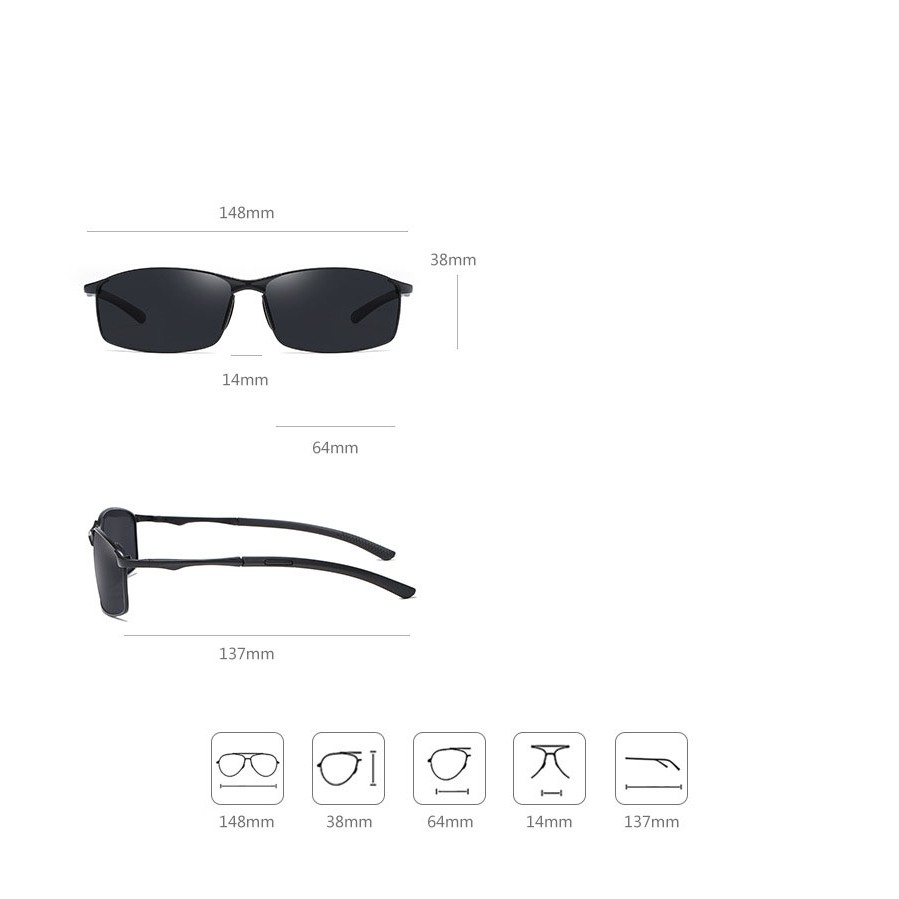 Kính thời trang nam, dòng kính râm nam chống tia UV 400, với gam màu đen sang trọng cùng thiết kế cuốn hút