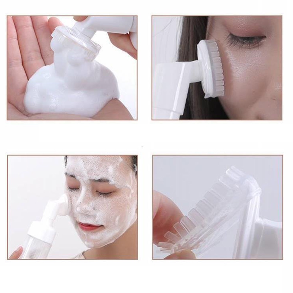 [Hàng mới về] Chai rỗng dạng nhấn 120ml/150ml đựng kem mousse rửa mặt tạo bọt kèm đầu bàn chải silicon