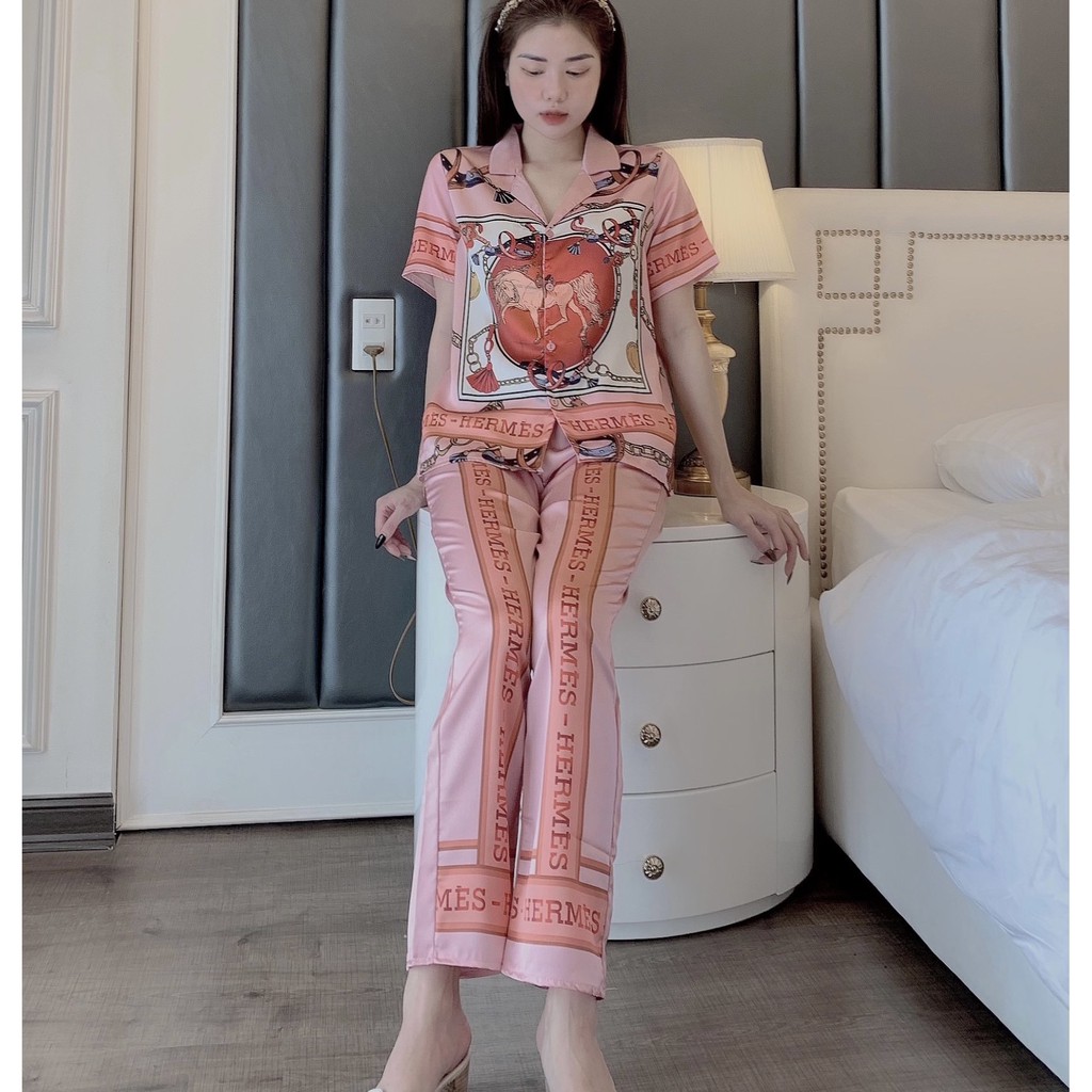 MẪU MỚI ☘Đồ Bộ Pijama - Bộ Lụa Tay Ngắn Họa Tiết Thiết Kế Sang Chảnh Chất Liệu Satin | BigBuy360 - bigbuy360.vn