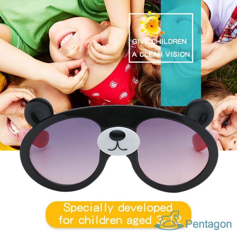 Kính Mát Gọng Tròn Chống Tia UV Thiết Kế Tai Gấu Xinh Xắn Dành Cho Bé