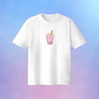 Áo thun nữ in LOGO LY TRÀ SỮA màu đen/trắng - goodtimes.sg