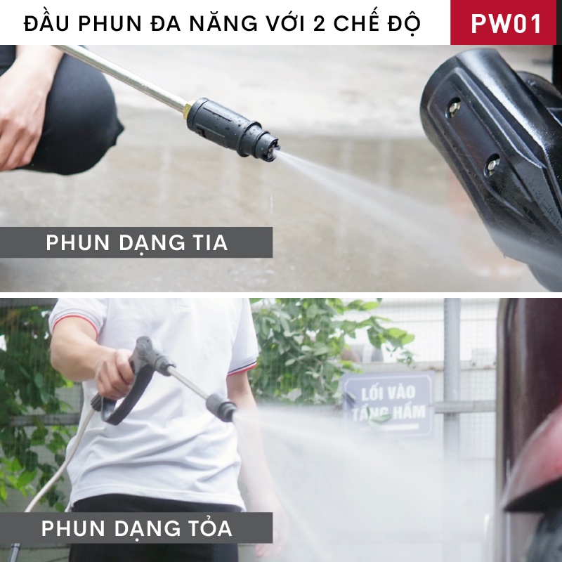 Máy xịt rửa xe cao áp chống giật cho ô tô xe máy Fujihome,phun áp lực cầm tay mini gia đình- Bảo hành 18 tháng