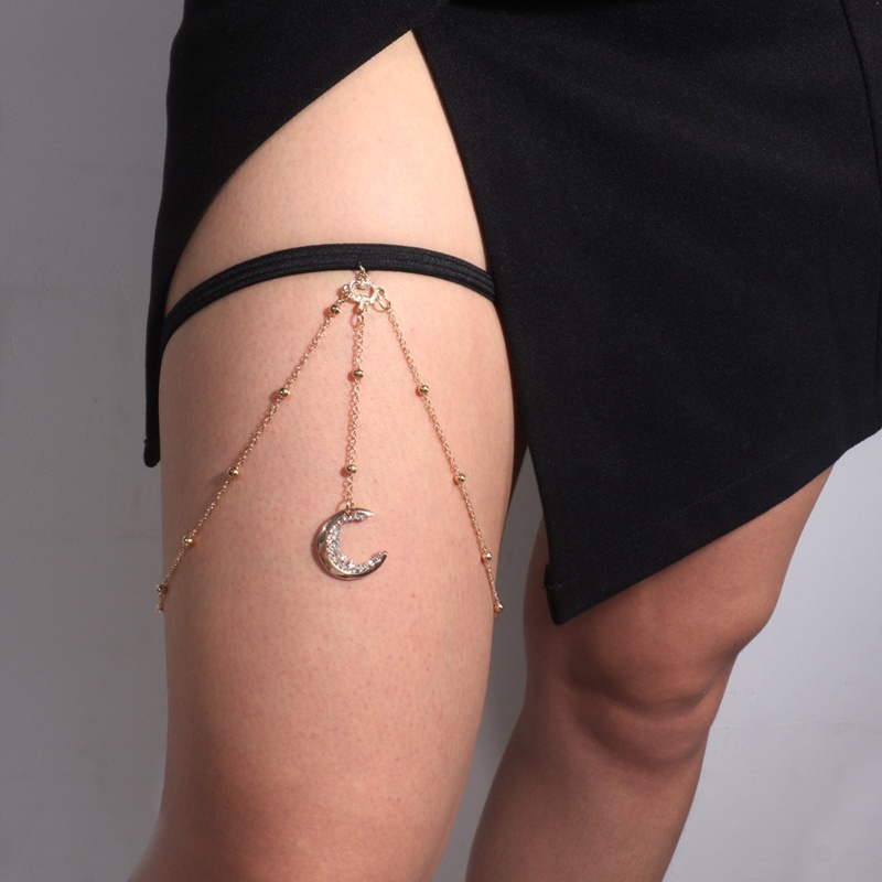 Dây Chuyền Đeo Chân Dạng Xích Phối Mặt Trăng Và Ngôi Sao Phong Cách Gothic Rock Cho Nữ