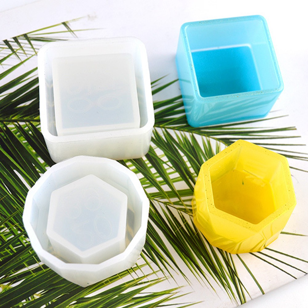 Set 3 khuôn silicon làm chậu cây cảnh mini bằng nhựa resin tiện dụng