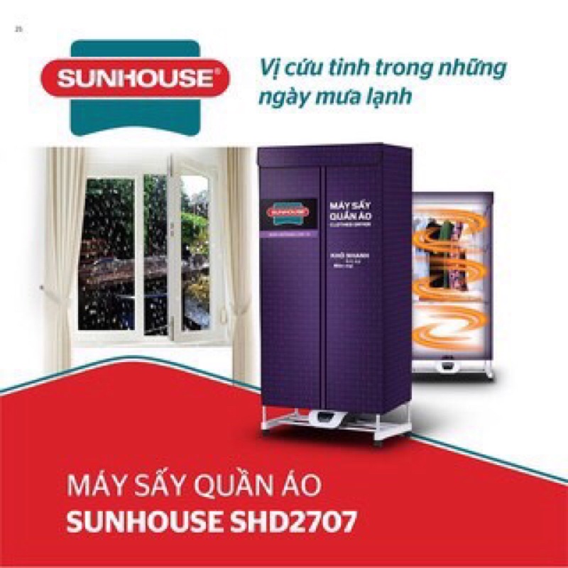 MẪU Mới_MÁY SẤY QUẦN ÁO SUNHOUSE SHD2707_1500w - hàng chính hãng
