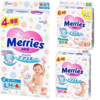 ( Thêm miếng) Bỉm Merries quần M64, L50, dán NB96, S88, M68, L58 -Shop Binhan12018