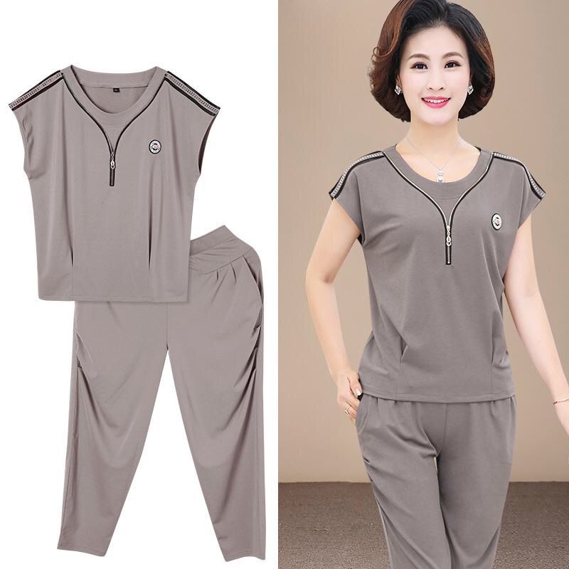 Áo Thun Tay Ngắn Thời Trang Mùa Hè Cho Phụ Nữ Trung Niên 40-50 Tuổi