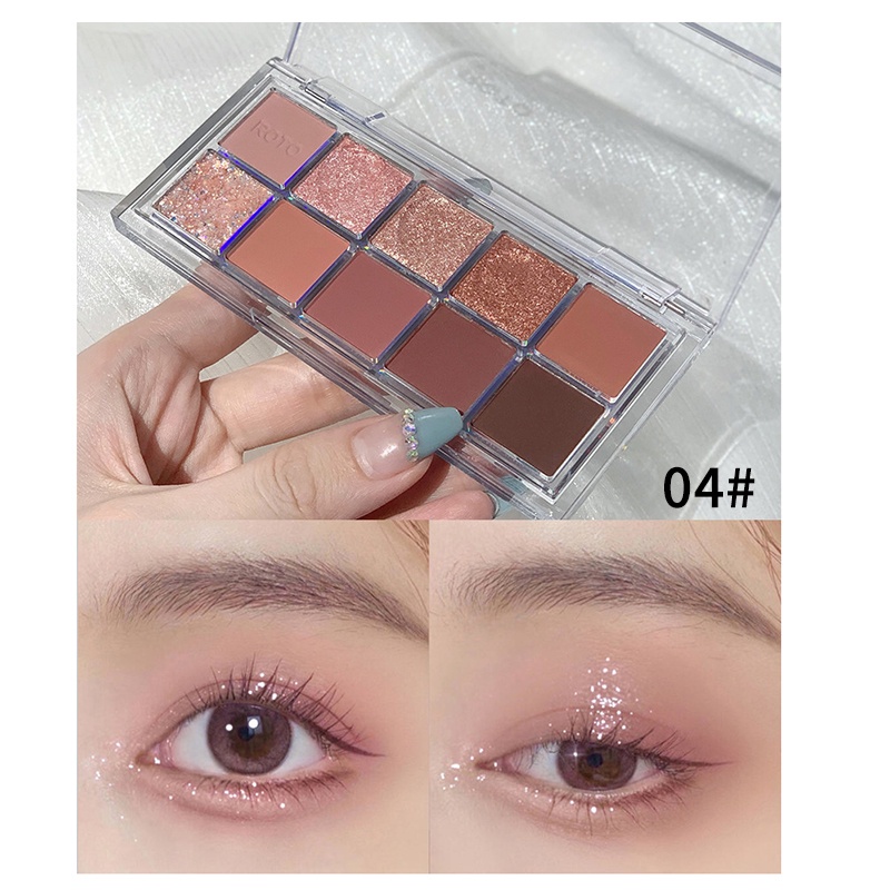 Bảng Phấn Mắt 10 Màu Sắc Tông Lì / Lấp Lánh Chống Thấm Nước Trang Điểm Hàng Ngày