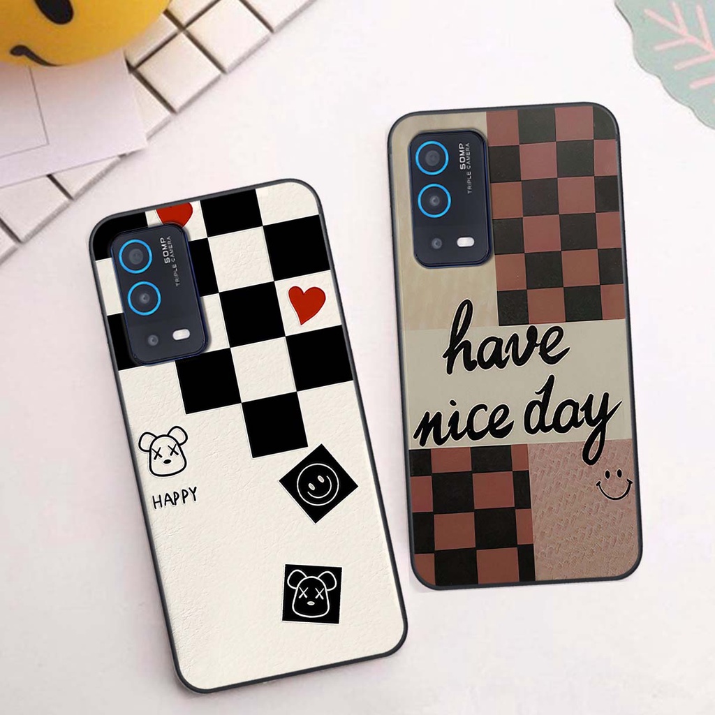 Ốp Oppo A54 / A55 caro trái tim cá tính, thời trang siêu đẹp, siêu phong cách