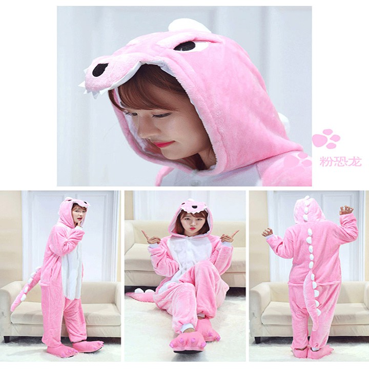 Bộ Đồ Thú Khủng Long Hồng Liền Thân Cho Nam Và Nữ Chất Mềm Mịn | BigBuy360 - bigbuy360.vn