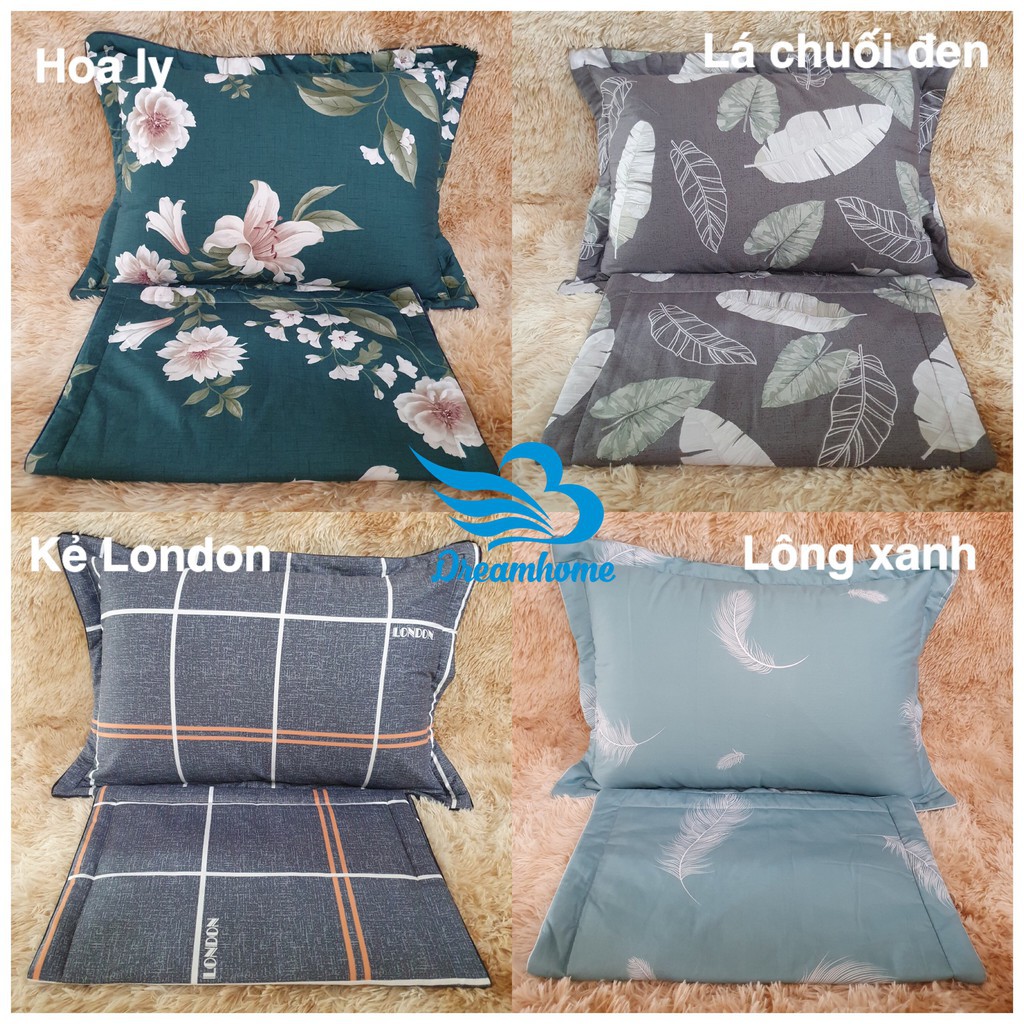 Vỏ Gối Cotton 100% Loại đẹp Lót bông, 45x65cm (1 đôi)