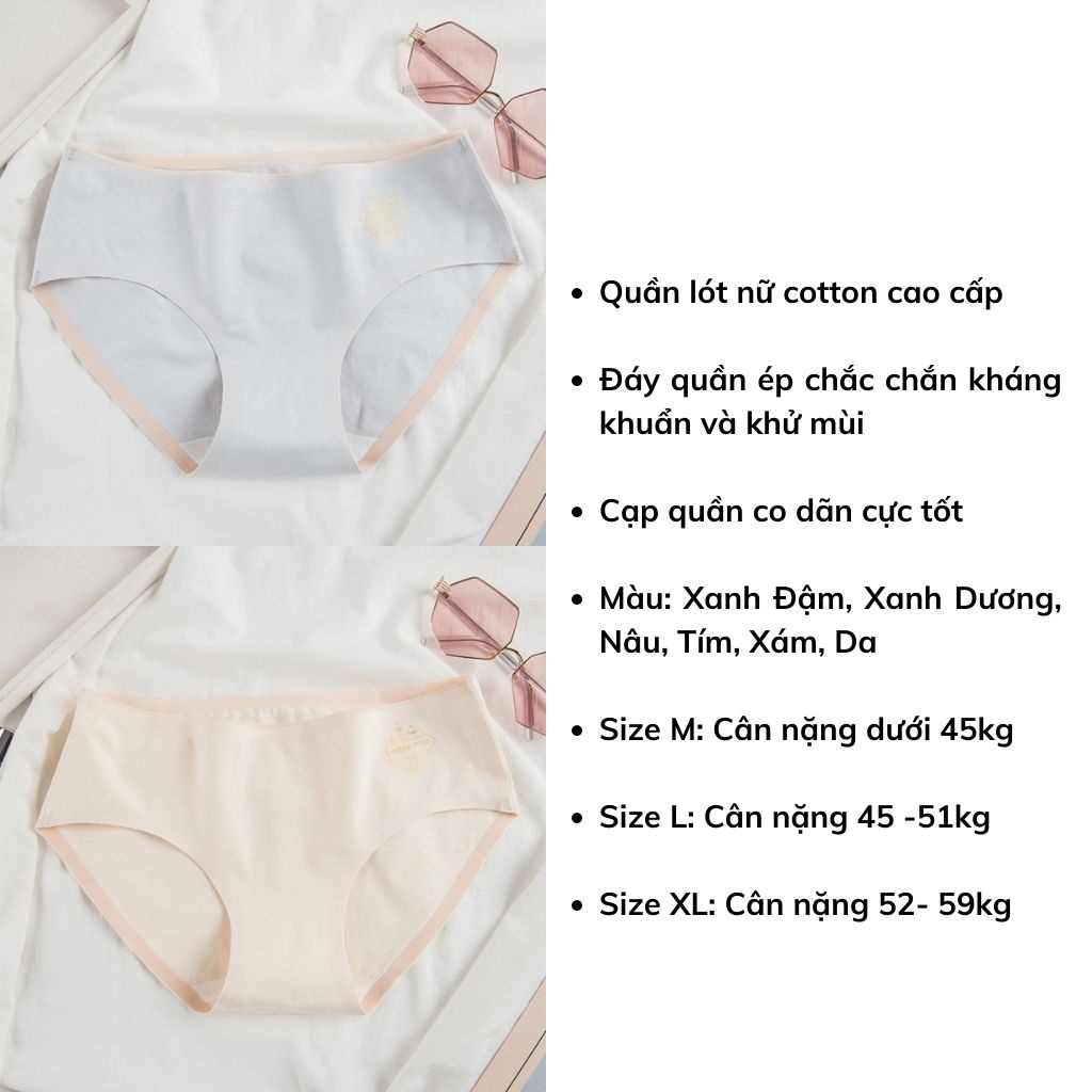 Quần lót nữ cotton cao cấp kháng khuẩn không đường may, Quần chíp nữ siêu tôn dáng gợi cảm LANIXA L822
