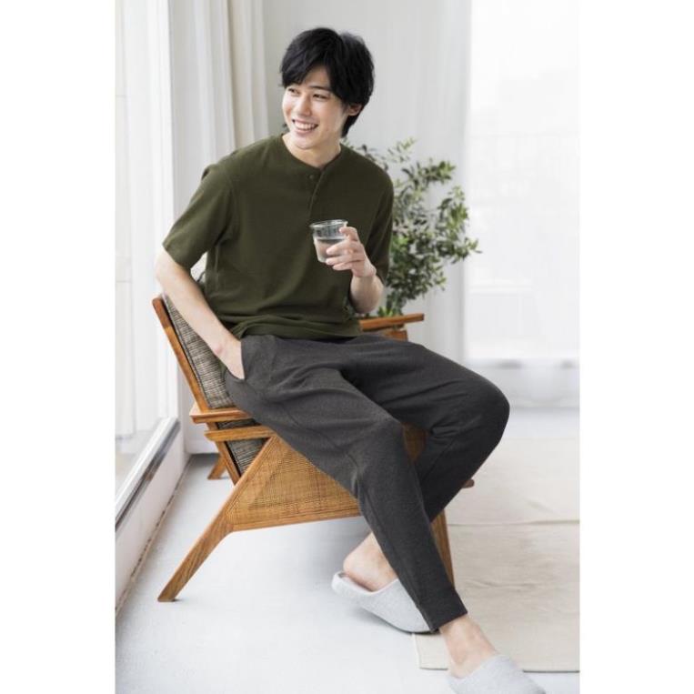 (UNIQLO Nhật chính hãng) Nam - Bộ mặc nhà/ Bộ ngủ nỉ da cá áo cộc tay quần dài co giãn ! 📷