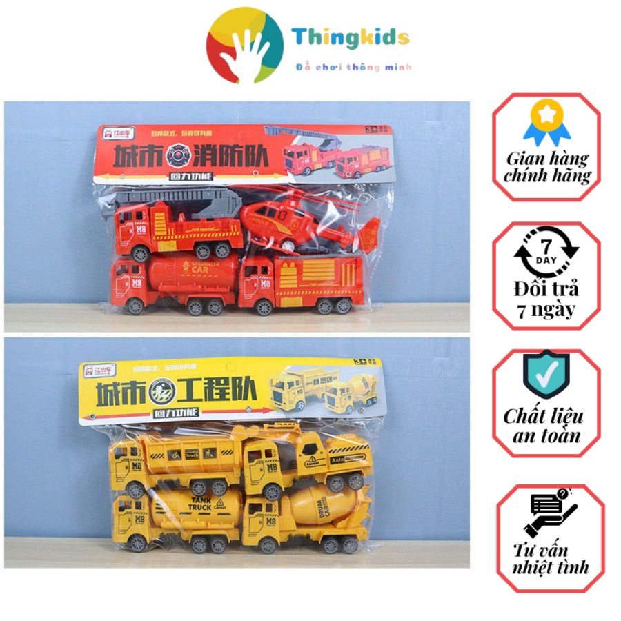 Set vỉ  xe ô tô công trình xây dựng cho bé - Thingkids