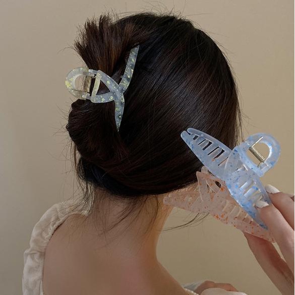 Kẹp càng cua (gấp tóc) nhựa chữ T màu đốm xinh xắn DTonline TĐỐM