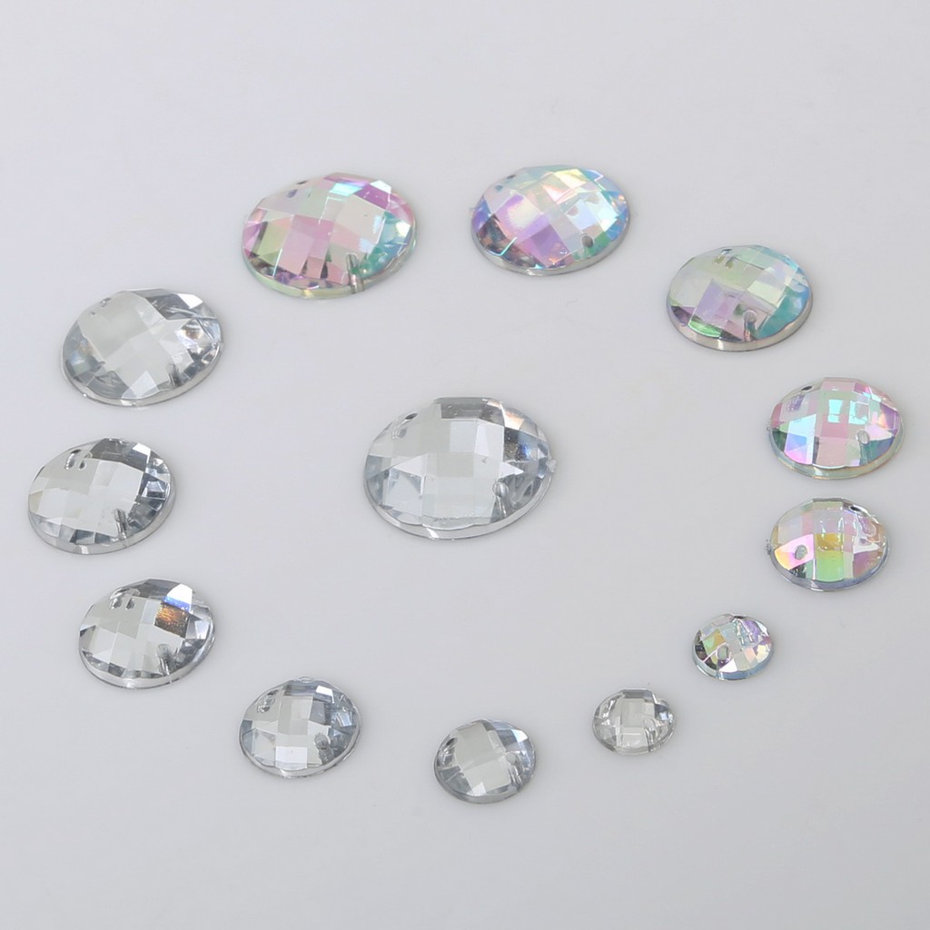 Set 20-200 Hạt Đá Giả Pha Lê 2 Lỗ Bằng Acrylic Màu Bạc May Đầm / Giày Khiêu Vũ / Trang Trí Đám Cưới