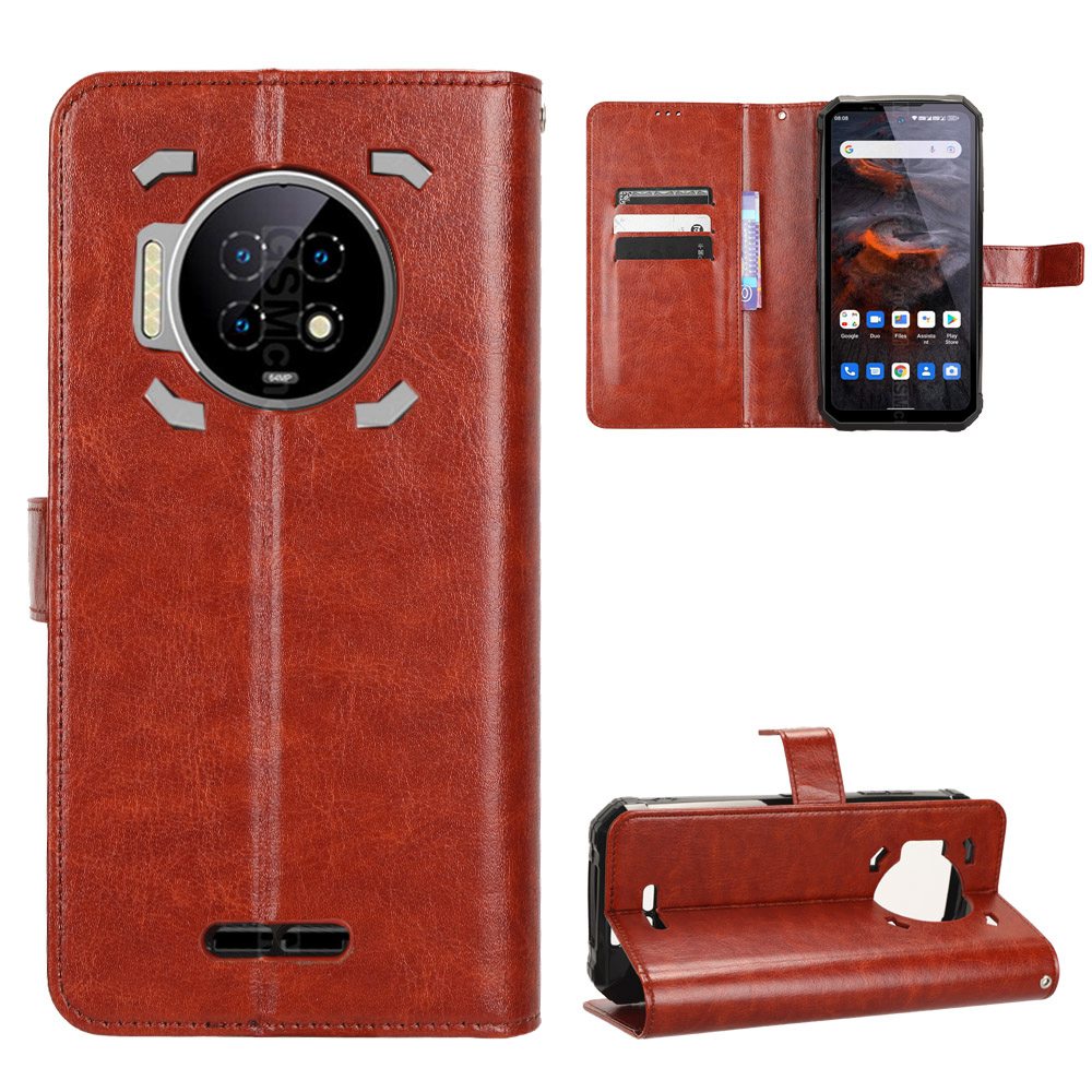 Vỏ da PU Crazy Horse sang trọng Oukitel WP19 Flip Cover Dây giữ thẻ Ví