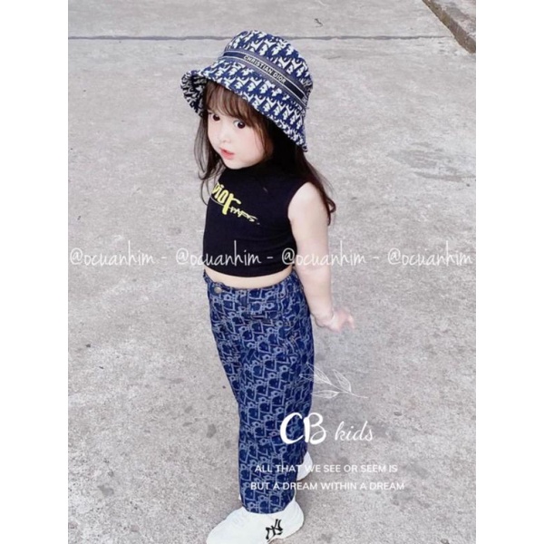 Set 3 chi tiết áo cotton quần xuông kèm mũ chất lừ bé gái