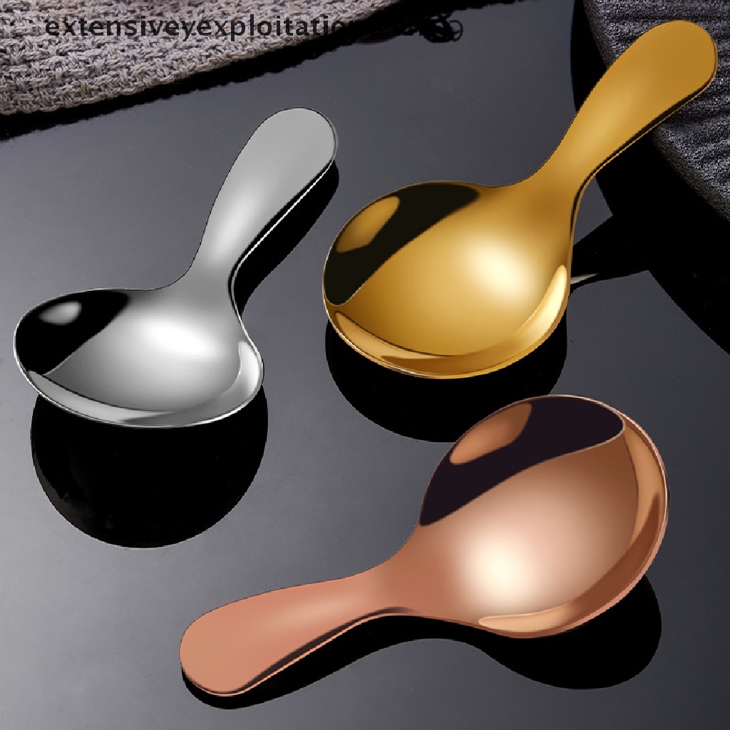 Muỗng Múc Kem / Gia Vị Mini Bằng Thép Không Gỉ Tay Cầm Ngắn