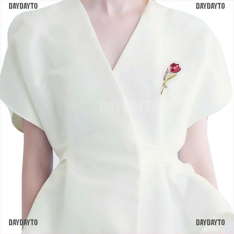 Ghim Cài Áo Hình Hoa Tulip Đính Đá Pha Lê Thanh Lịch