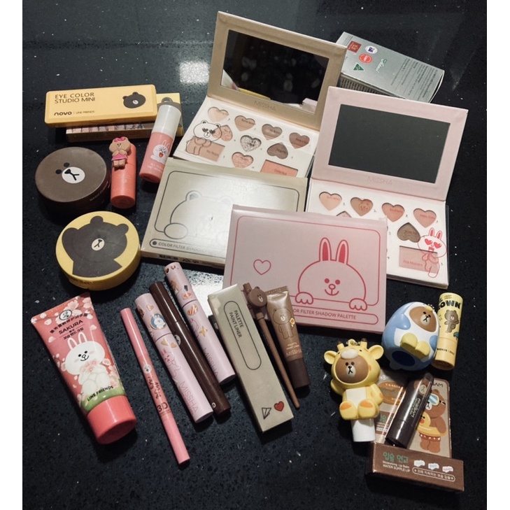(Đọc kĩ mô tả ) Trọn bộ mỹ phẩm mẫu Gấu Thỏ Brown Cony Choco Line