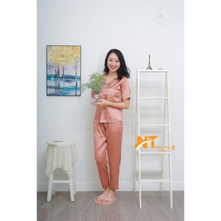BỘ LỤA LV QUẦN DÀI TAY CỘC (LỤA CAO CẤP )