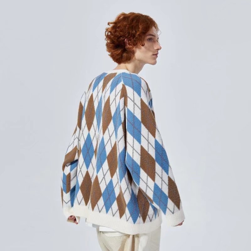 Áo khoác cardigan dệt kim cổ chữ V họa tiết kẻ sọc phong cách Hàn Quốc cho nam