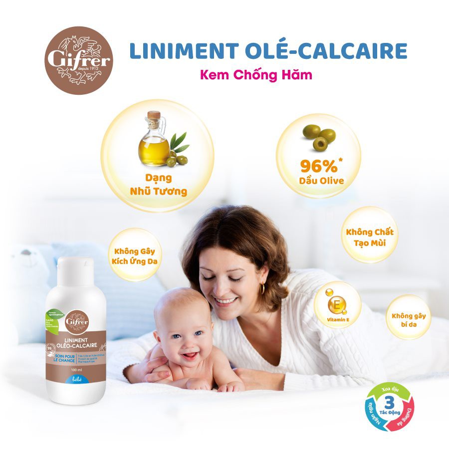 Liniment - Kem ngừa hăm, chống hăm tã cho bé - Lọ 100ml - Pháp - Date T1-2026