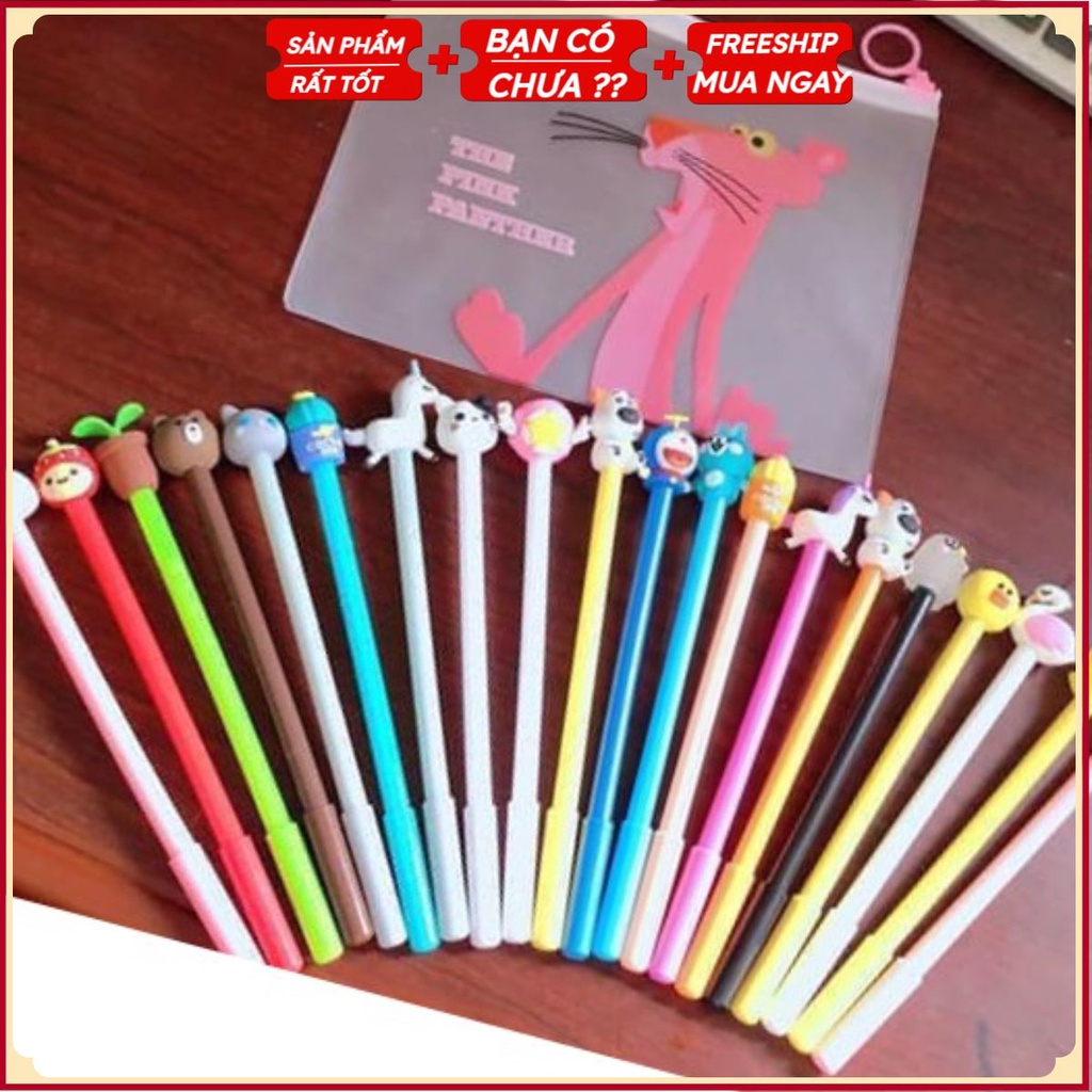 PVN3711 Set 20 bút bi đầu hình thú tặng kèm túi zip T2